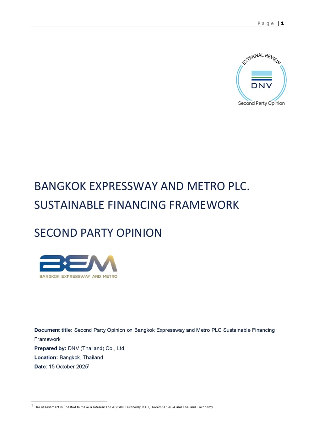 Second Party Opinion Report